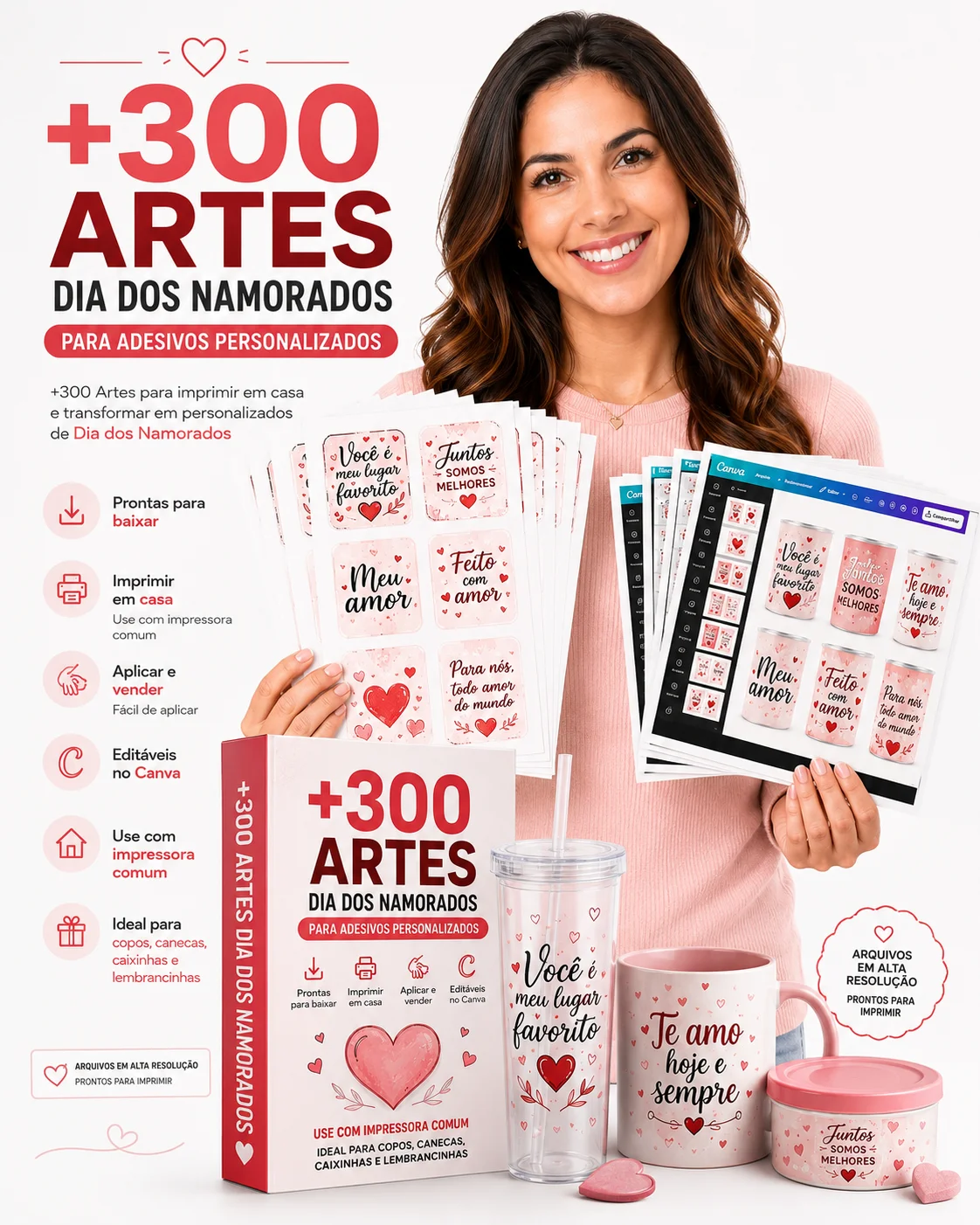 Conteudo da colecao de artes romanticas para adesivos Dia dos Namorados
